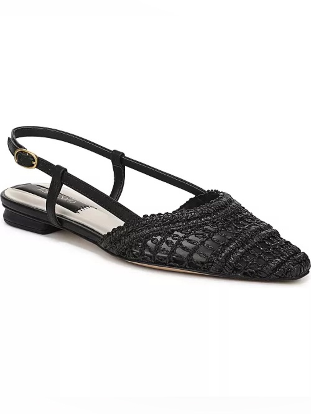Franco Sarto Black Woven Slingback Pointed Toe Mules Sandals 10